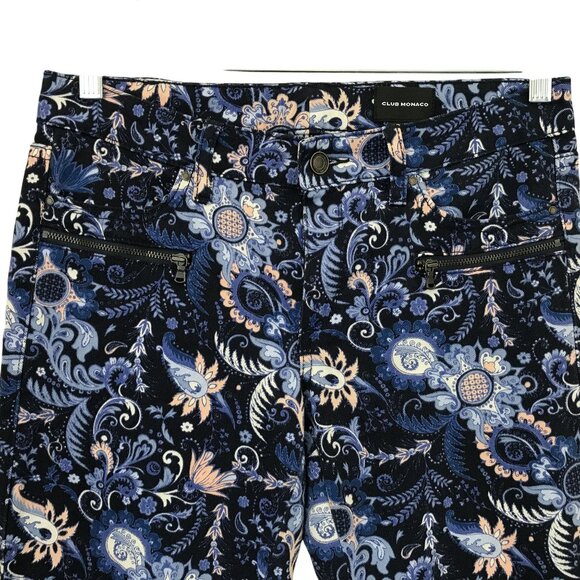Club Monaco Floral Pattern Alessia Corduroy Skinny Jeans Size 6 Zip Pockets - Picture 4 of 11